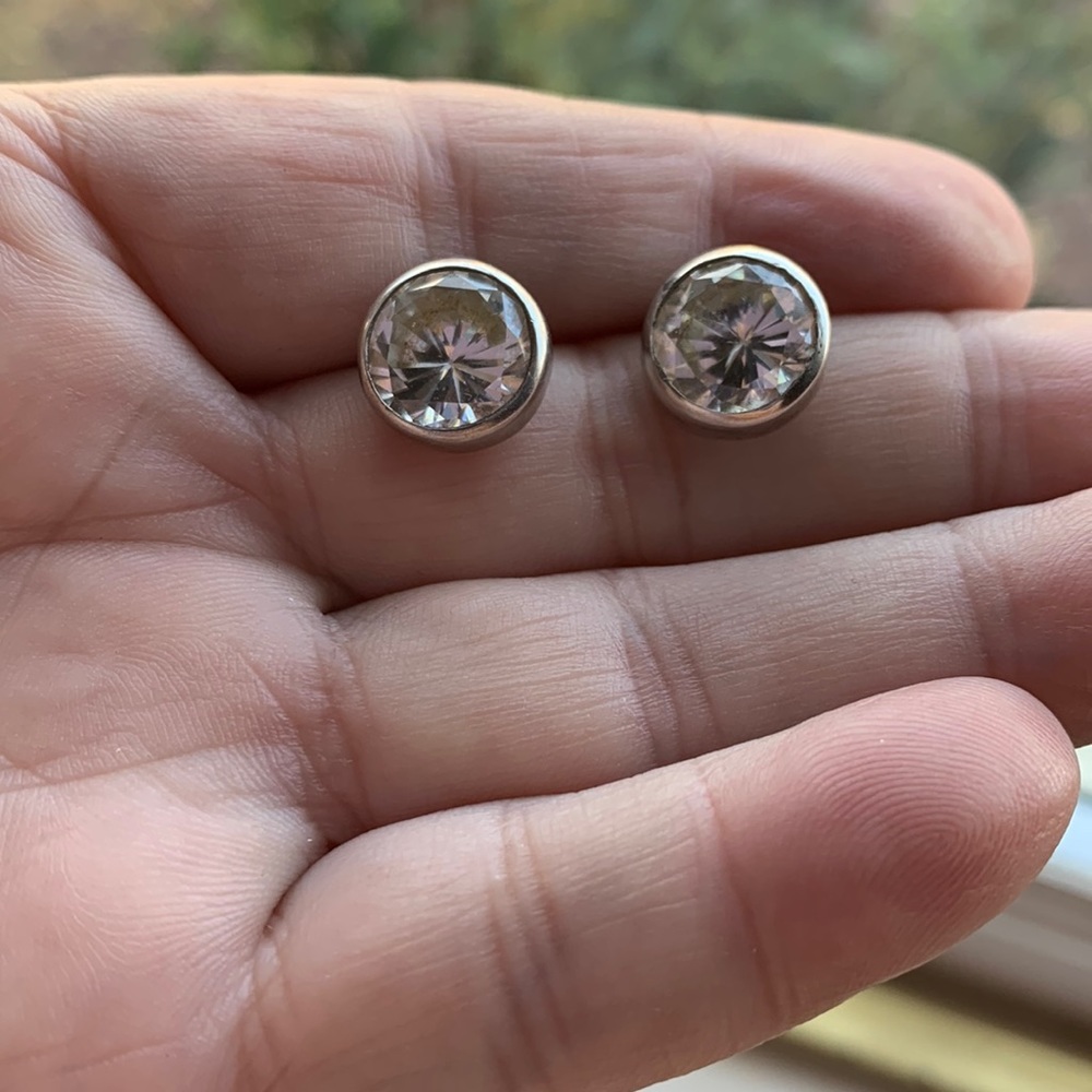 Diamond-Look Pierced Earrings